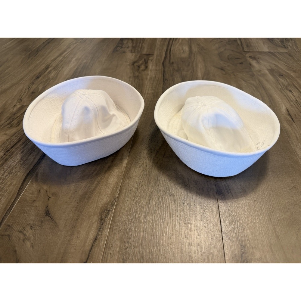 Vintage US Navy Dixie Cup White Service Hat Type Iii Size 7 Lot Of 2 Need Clean
